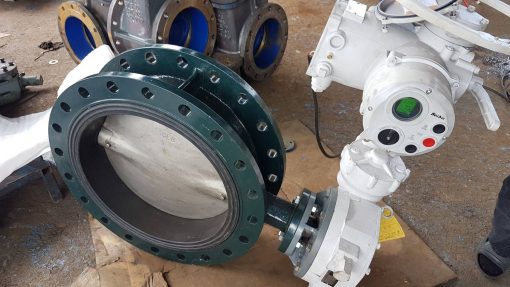 ประตูน้ำลิ้นปีกผีเสื้อติดตั้งหัวขับไฟฟ้า Rubber Lined Butterfly Valve or Rubber seat Butterfly Valve with Electric Actuator